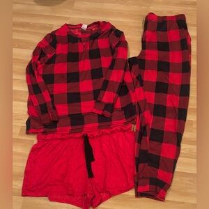 Secret Treasures Red and Black‎ Plaid 3 Piece Pajama Set